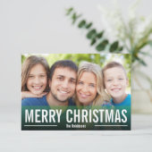 MODERN HOLIDAY FOTO CARD MERRY CHRISTMAS GREEN KAART (Staand voorkant)