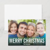 MODERN HOLIDAY FOTO CARD MERRY CHRISTMAS GREEN KAART (Voorkant / Achterkant)
