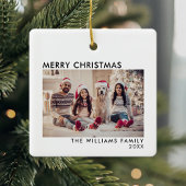 Modern Holiday Foto Merry Kerstry Keramisch Ornament