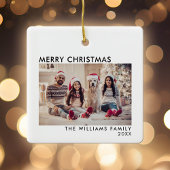 Modern Holiday Foto Merry Kerstry Keramisch Ornament