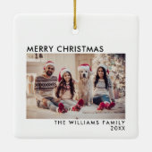Modern Holiday Foto Merry Kerstry Keramisch Ornament (Achterkant)