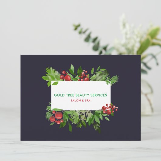 Modern Holiday Holly Red Berry | Cadeaubon (Staand voorkant)