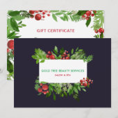 Modern Holiday Holly Red Berry | Cadeaubon (Voorkant / Achterkant)