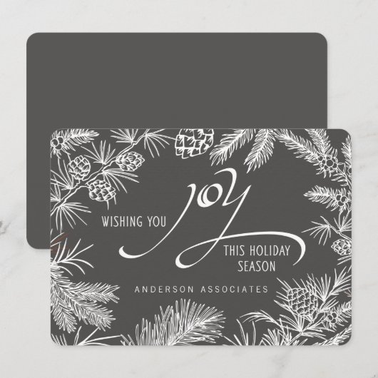 Modern Holiday Joy Botanical Winter Branches Feestdagenkaart (Voorkant / Achterkant)