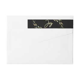 Modern Holiday Joy Faux Gold Black Botanical