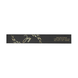 Modern Holiday Joy Faux Gold Black Botanical
