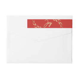 Modern Holiday Joy Faux Gold Red Botanical