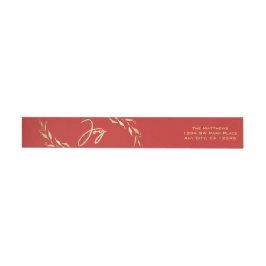 Modern Holiday Joy Faux Gold Red Botanical