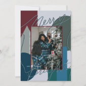 Modern Holiday Merry Bright Blues Foto Geo (Voorkant)