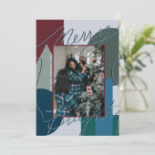 Modern Holiday Merry Bright Blues Foto Geo (Staand voorkant)