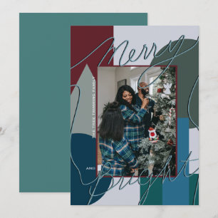 Modern Holiday Merry Bright Blues Foto Geo