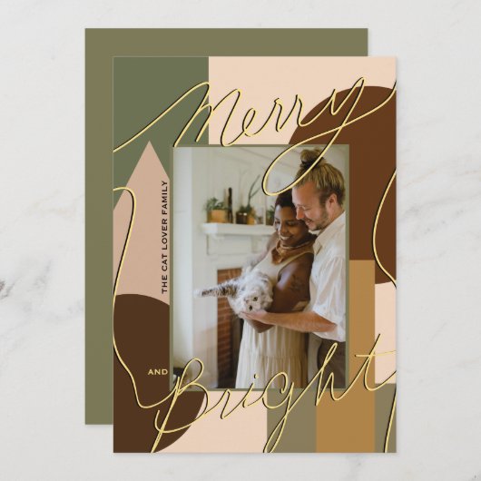 Modern Holiday Merry Bright Earth-tones Foto Geo (Voorkant / Achterkant)