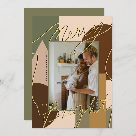 Modern Holiday Merry Bright Earth-tones Foto Geo (Voorkant / Achterkant)
