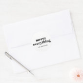 Modern Holiday Minimalist Merry Alles Ronde Sticker (Envelop)