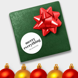 Modern Holiday Minimalist Merry Alles Ronde Sticker