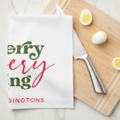 Modern Holiday Minimalist Merry Alles Theedoek (Quarter Fold)