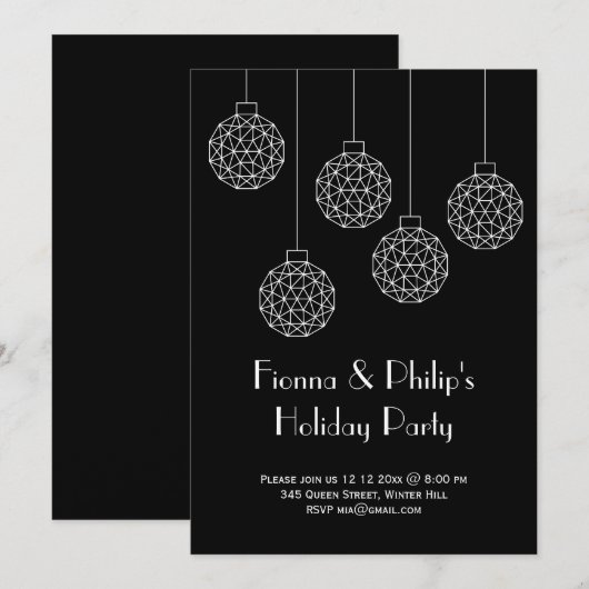 Modern Holiday Party Black Kaart (Voorkant / Achterkant)