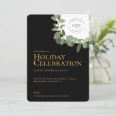 Modern Holiday Party Celebration Green Wreath gold Kaart (Staand voorkant)
