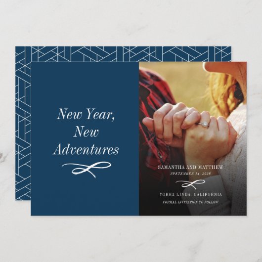 Modern Holiday Photo Verloving Save The Date (Voorkant / Achterkant)