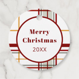 Modern Holiday Red Green Gold Plaid Bedankjes Labels
