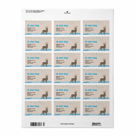 Modern Holiday Return Address Label Cute Deer (Full Sheet)