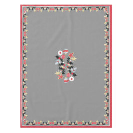 Modern Holiday Rood Goud & Zilver Ornamenten Grijs Tafelkleed