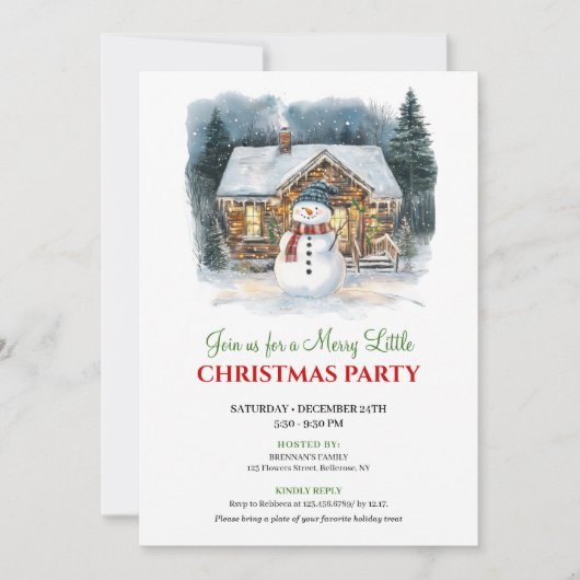 Modern Holiday Scene Watercolor Christmas Invite Kaart (Voorkant)