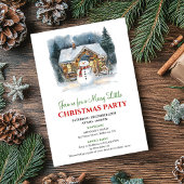 Modern Holiday Scene Watercolor Christmas Invite Kaart