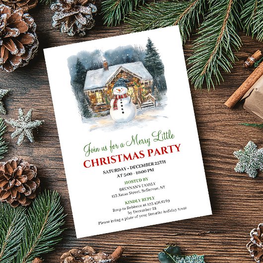 Modern Holiday Scene Watercolor Christmas Invite Kaart