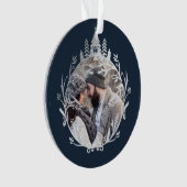 Modern Holiday Silver Bird Branch Wreatfoto Ornament (voorkant)