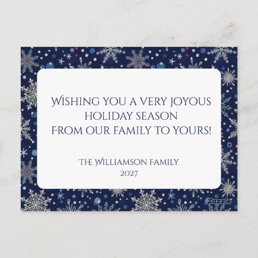 Modern Holiday Snowflake Photo Briefkaart (Achterkant)