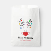 Modern Holiday Whimsical Mask Reindeer Kerstmis Bedankzakje (Voorkant)