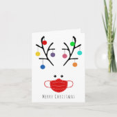Modern Holiday Whimsical Mask Reindeer Kerstmis Feestdagen Kaart (Voorkant)