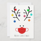 Modern Holiday Whimsical Mask Reindeer Kerstmis Feestdagenkaart (Voorkant)