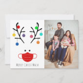 Modern Holiday Whimsical Mask Reindeer Kerstmis Feestdagenkaart (Voorkant)