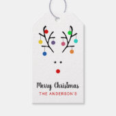 Modern Holiday Whimsical Reindeer Kerstmis Cadeaulabel (Voorkant)