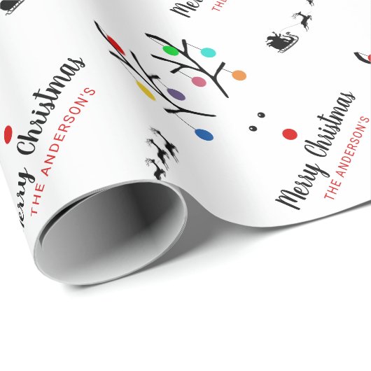 Modern Holiday Whimsical Reindeer Kerstmis Cadeaupapier (Rol Hoek)