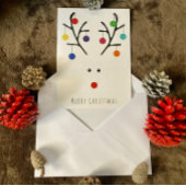 Modern Holiday Whimsical Reindeer Kerstmis Feestdagen Kaart