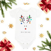 Modern Holiday Whimsical Reindeer Kerstmis Romper