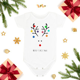 Modern Holiday Whimsical Reindeer Kerstmis Romper