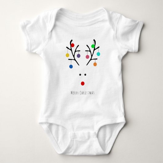 Modern Holiday Whimsical Reindeer Kerstmis Romper (Voorkant)