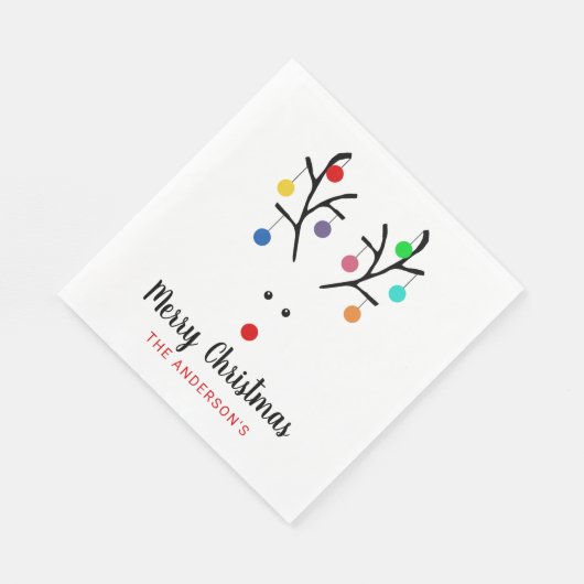 Modern Holiday Whimsical Reindeer Kerstmis Servet (Hoek)