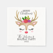 Modern Holiday Whimsical Reindeer Kerstmis Servet (Voorkant)