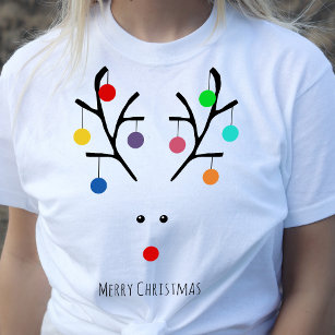 Modern Holiday Whimsical Reindeer Kerstmis T-shirt