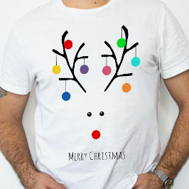Modern Holiday Whimsical Reindeer Kerstmis T-shirt