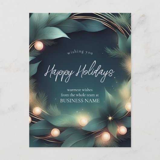 Modern Holiday Wreath Corporate Briefkaart (Voorkant)