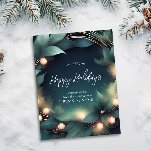 Modern Holiday Wreath Corporate Briefkaart
