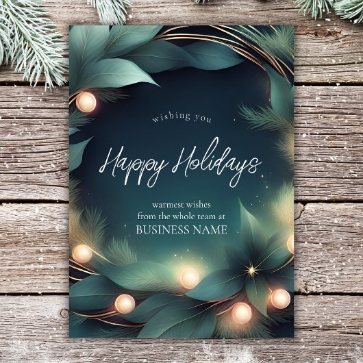 Modern Holiday Wreath Corporate Briefkaart