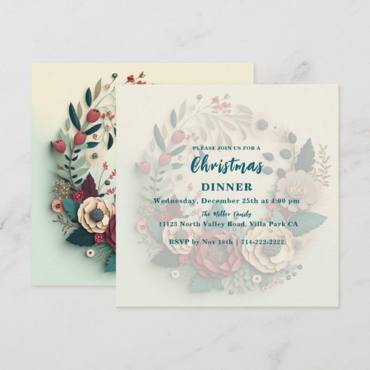 Modern Holiday Wreath Kaart (Voorkant / Achterkant)