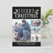 Modern Hollies 4 Feestdagenkaart (Staand voorkant)